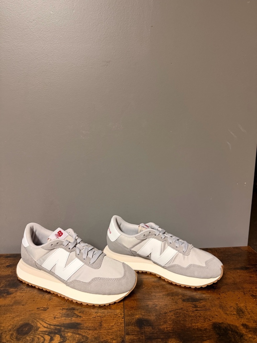 New Balance 237 Light Gray & White Classic Runner Sneakers